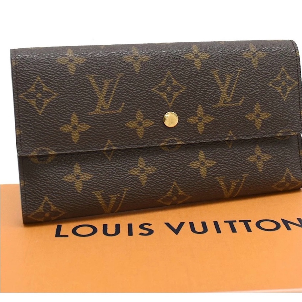 💯Louis Vuitton Classic Brown Porter Tresor International Monogram Wallet